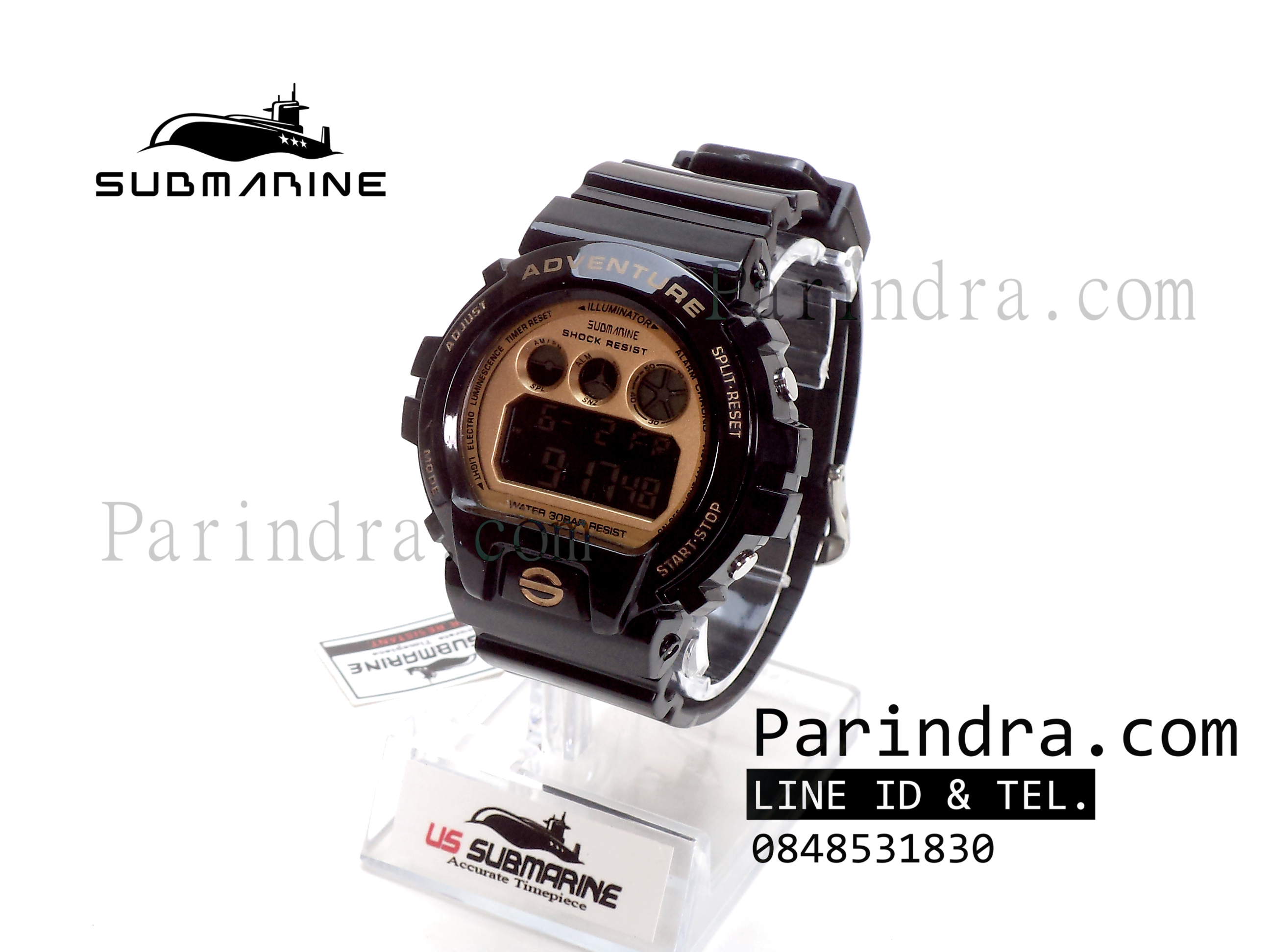 นาฬิกา US submarine Adventure Protector รุ่น TP1279M สีดำตัดทอง พื้นหลังดำ