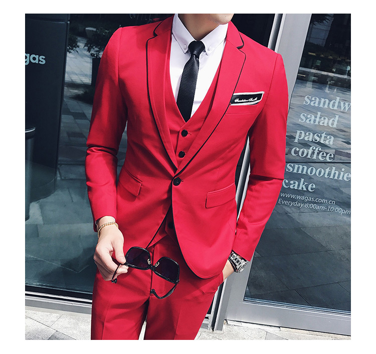 Pre-order ชุดสูทชาย สีแดง เข้ารูป