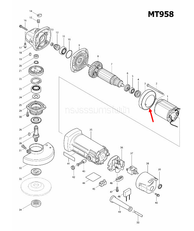 BAFFLE PLATE หินเจียร Maktec-มาคเทค MT958 [#3] Pn.418664-0 (แท้) ##