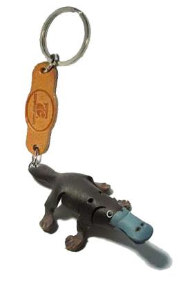 พร้อมส่ง พวงกุญแจหนังแท้ Handmade รูปตุ่นปากเป็ด