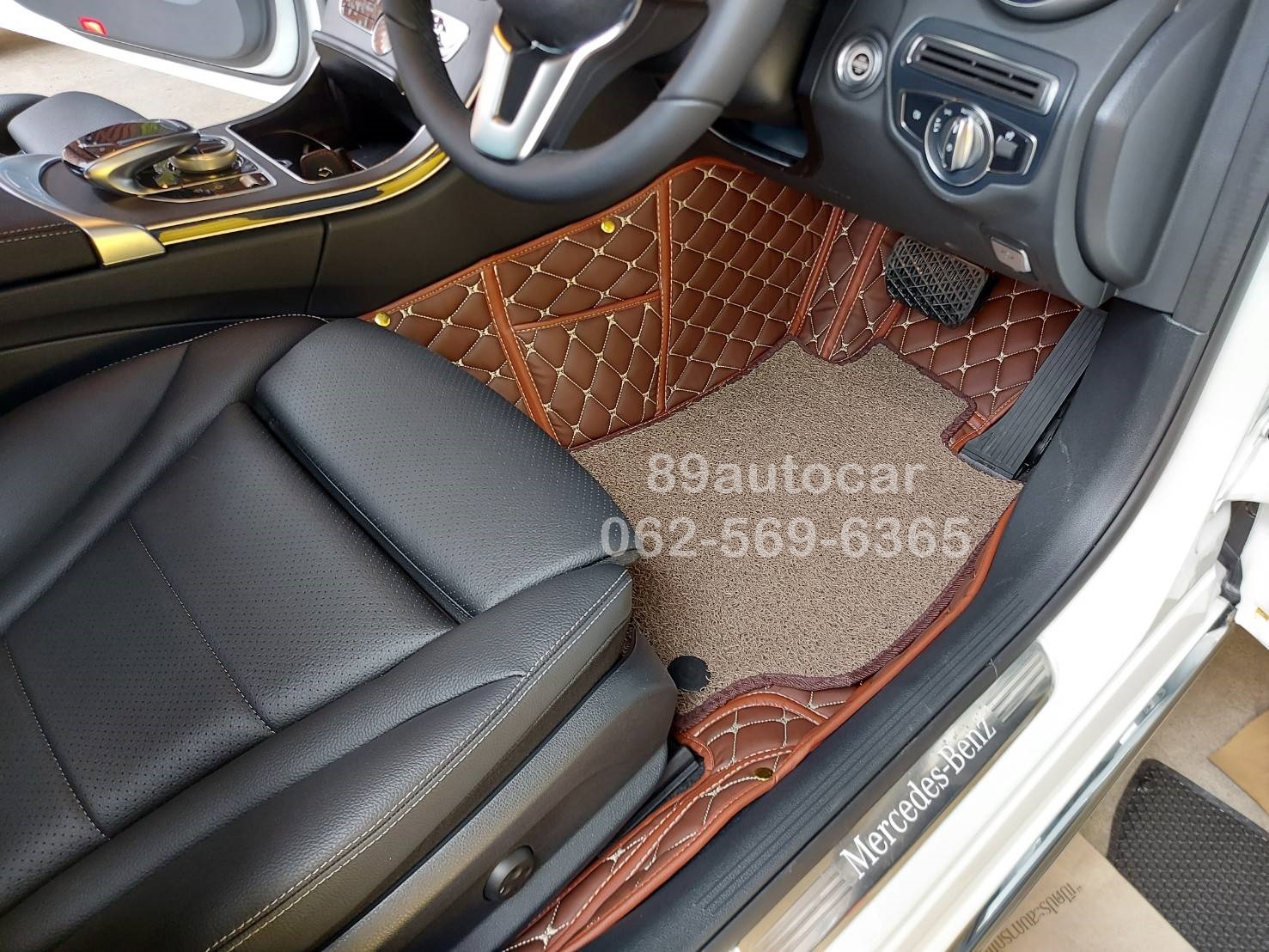 พรมรถยนต์ Benz C220d W205 ปูพรม7D สีกาแฟ + พรมดักฝุ่นสีน้ำตาล เข้ารูป