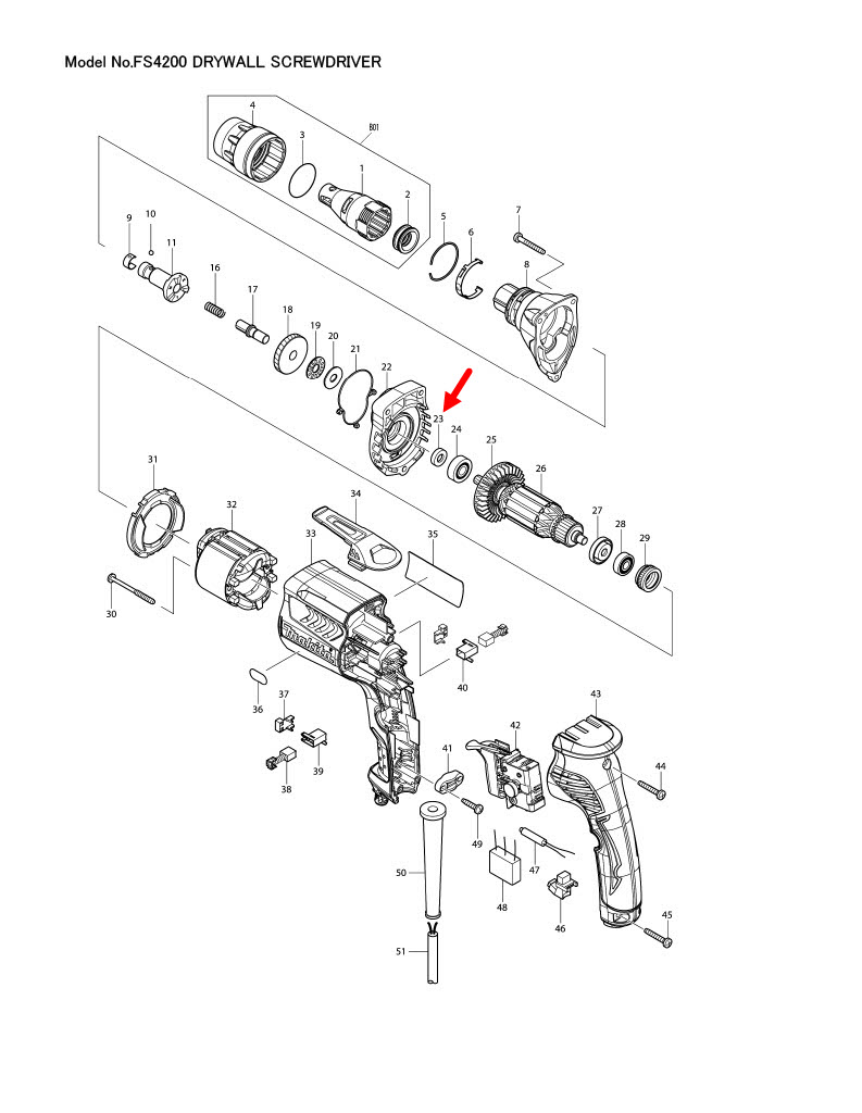RING 7 สว่านไขควงไฟฟ้า Makita FS4200 [#23] P.no451099-2 (แท้) ##