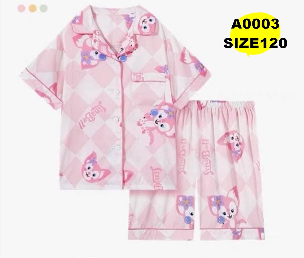 ชุดนอนคอปกตัวสั้นลูกสาวสีชมพู ไซส์ 120