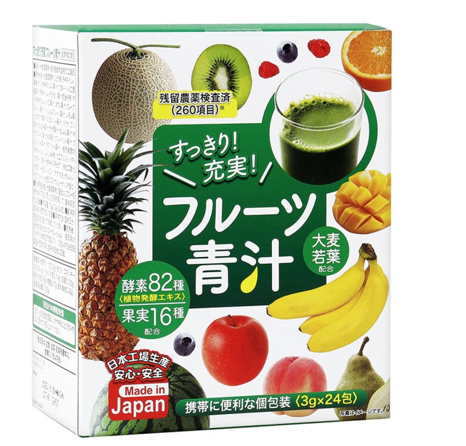 🥬 เครื่องดื่มดีท็อกซ์ผักผลไม้ญี่ปุ่น Monde Selection Fruit Aojiru 3g×24 ซอง 🥬