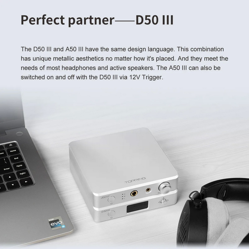 Topping A50III Headphone Amplifier ตั้งโต๊ะ โมดูล NFCA กำลังขับสูง รองรับ Hi-Res ประกันศูนย์ไทย