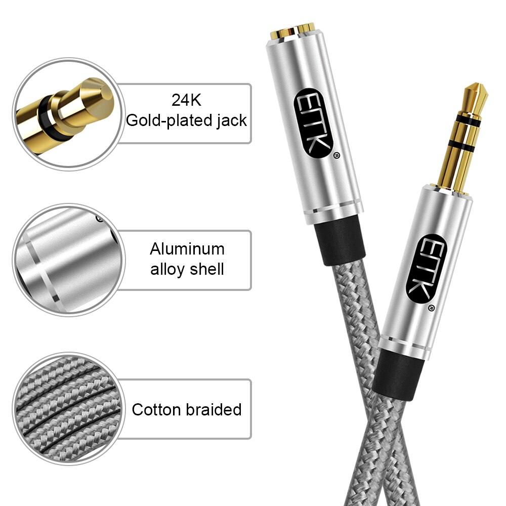 ขาย ERTK AUX Standard สายเพิ่มความยาวหูฟัง เกรดสำหรับหูฟัง สายถักแน่นหนา