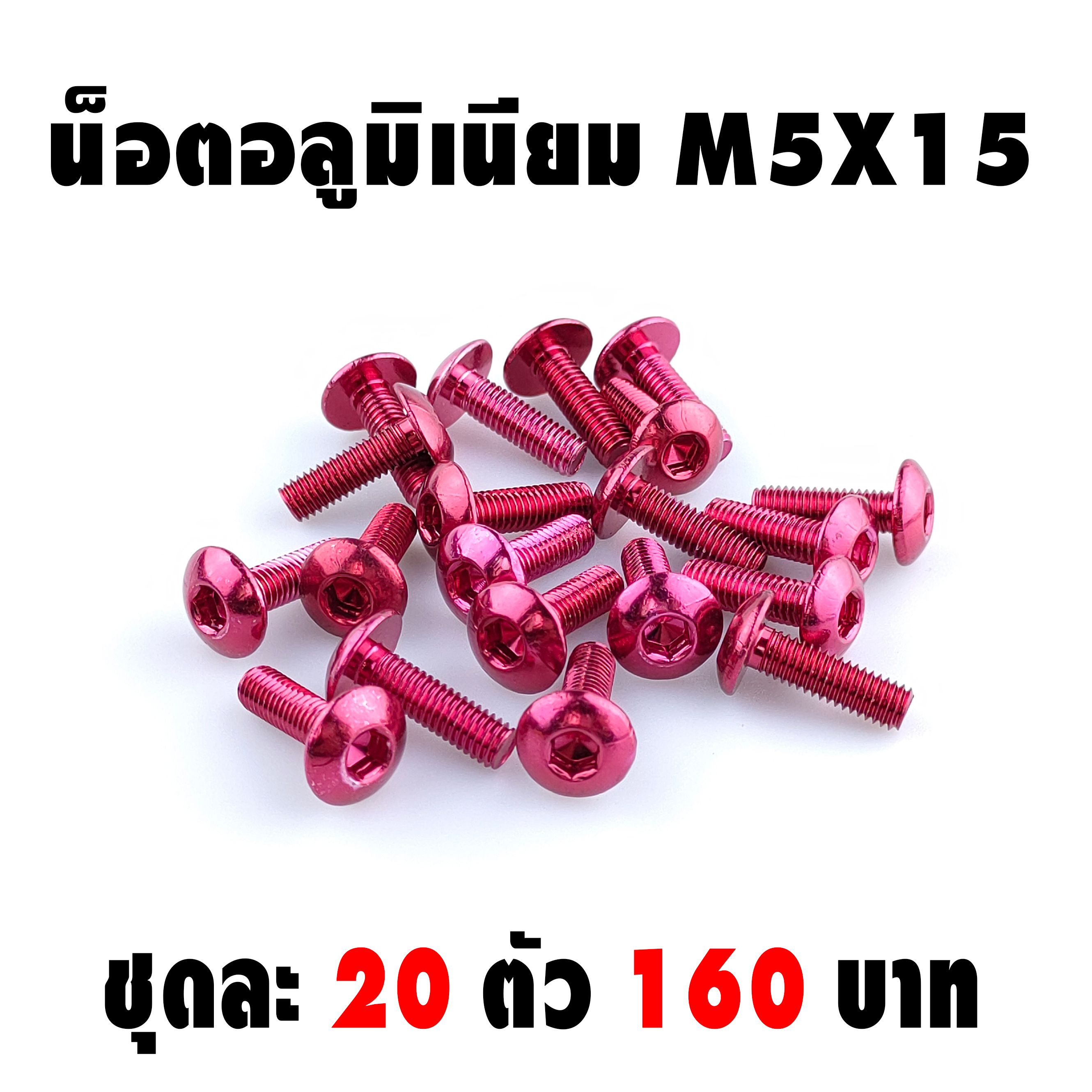 น็อตอลูมิเนียม M5 (เบอร์ 8 ) ชุดละ 20 ตัว 160 บาท