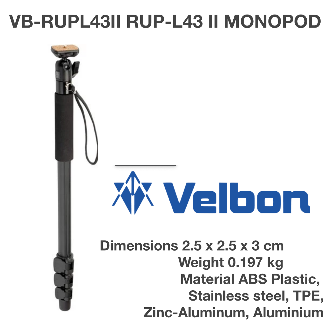 VELBON RUP-L43 II MONOPOD ขาตั้งกล้องขนาดกะทัดรัดพร้อมหัวบอลสำหรับกล้องขนาดกะทัดรัดและมิเรอร์เลสขั้นสูง