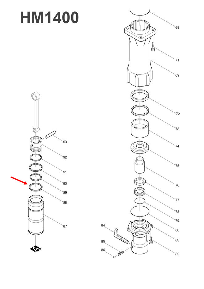 แหวนลูกสูบไฟเบอร์ สกัดไฟฟ้า Makita HM1400 [#88] Pn.412055-7 (แท้) ##