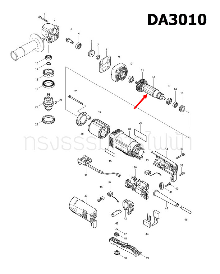 ทุ่น สว่านหัวงอ Makita มากีต้า DA3010 (แท้) ##