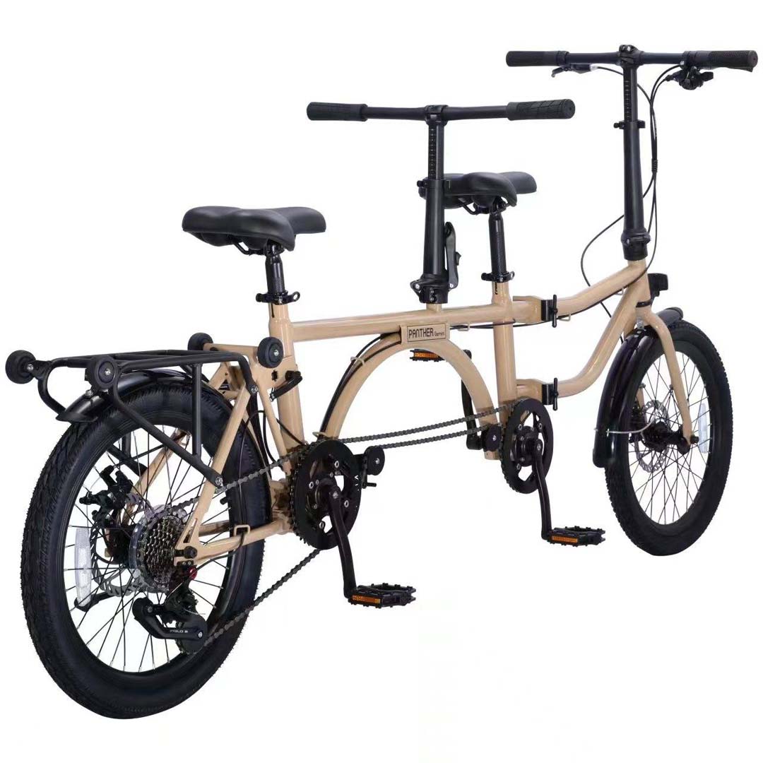 K-POP LG600 จักรยานสองตอน Tandem เกียร์ 8 สปีด พับได้ ลากได้ ล้อ 20นิ้ว เฟรมเหล็ก ปี 2024