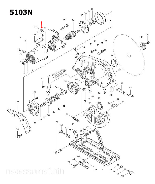 INSULATION WASHER เลื่อยวงเดือน Makita มากีต้า 5402, HM1201, 1804N, 1805N, 2414, 5103N, 5201N, 5401N, 3501N Pn.681002-1 (แท้)+