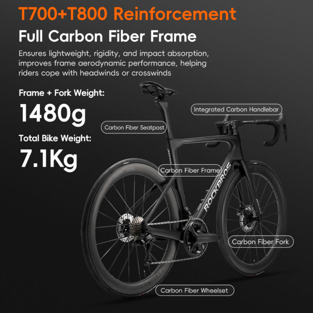 ROCKBROS PEGASUS R8170 จักรยานคาร์บอน 2025 | รุ่นท็อป | Ultegra Di2 | น้ำหนัก 7.1 กก. | ซี่ล้อคาร์บอน | Vittoria Corsa