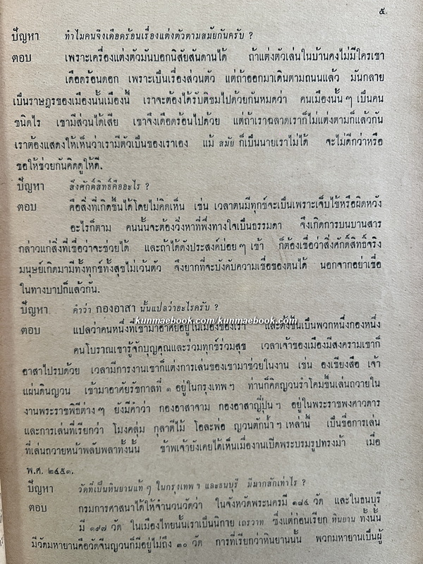 ตอบปัญหาธรรมทางวิทยุ ท.ท.ท. และจากวารสาร พ.ส.ล. ฉบับนักศึกษา / อนุสรณ์ นางส้มจีน สกลคณารักษ์