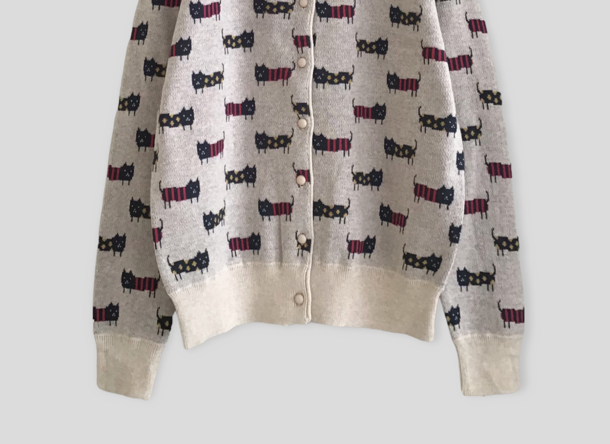 เสื้อคลุมไหมพรมนุ่มลายแมว knit&co