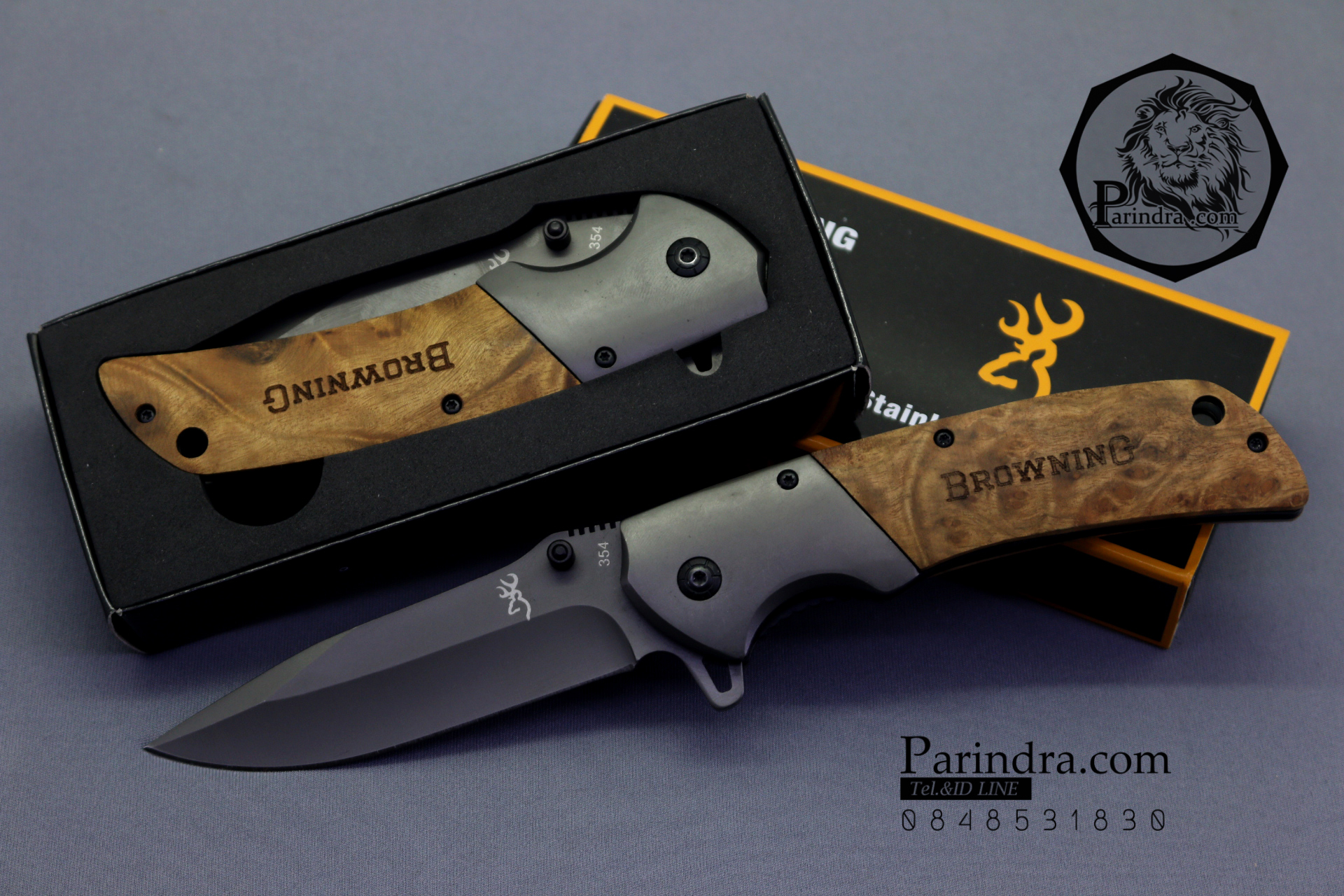มีดพับสำหรับพกพาขนาด 8 3/4 Browning รุ่น 354 ด้ามไม้ (OEM)