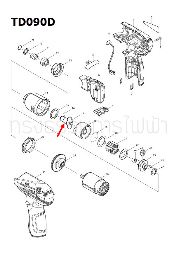 ANVIL N สว่านไขควงกระแทกไร้สาย Makita มากีต้า TD090, TD090D, TD090DW, TD110D [#17] Pn.324896-8 (แท้) ##(**)