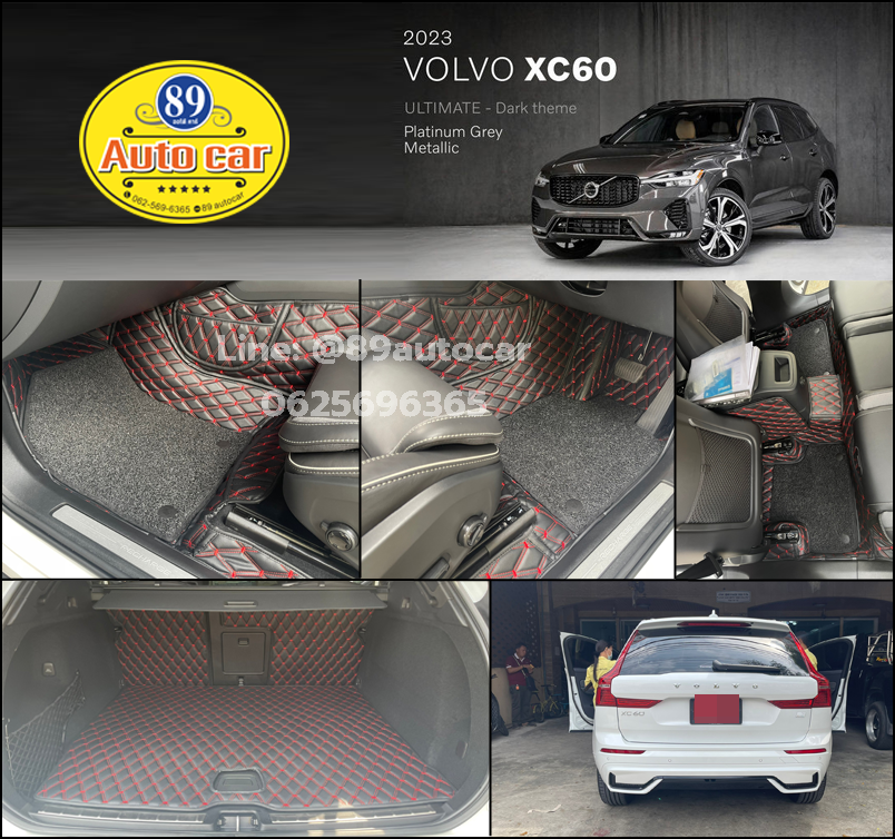 พรมรถยนต์ Volvo XC60 2023 Recharge 2023 พรมvvip สีดำด้ายแดง + ไวนิลสีดำ เต็มคัน