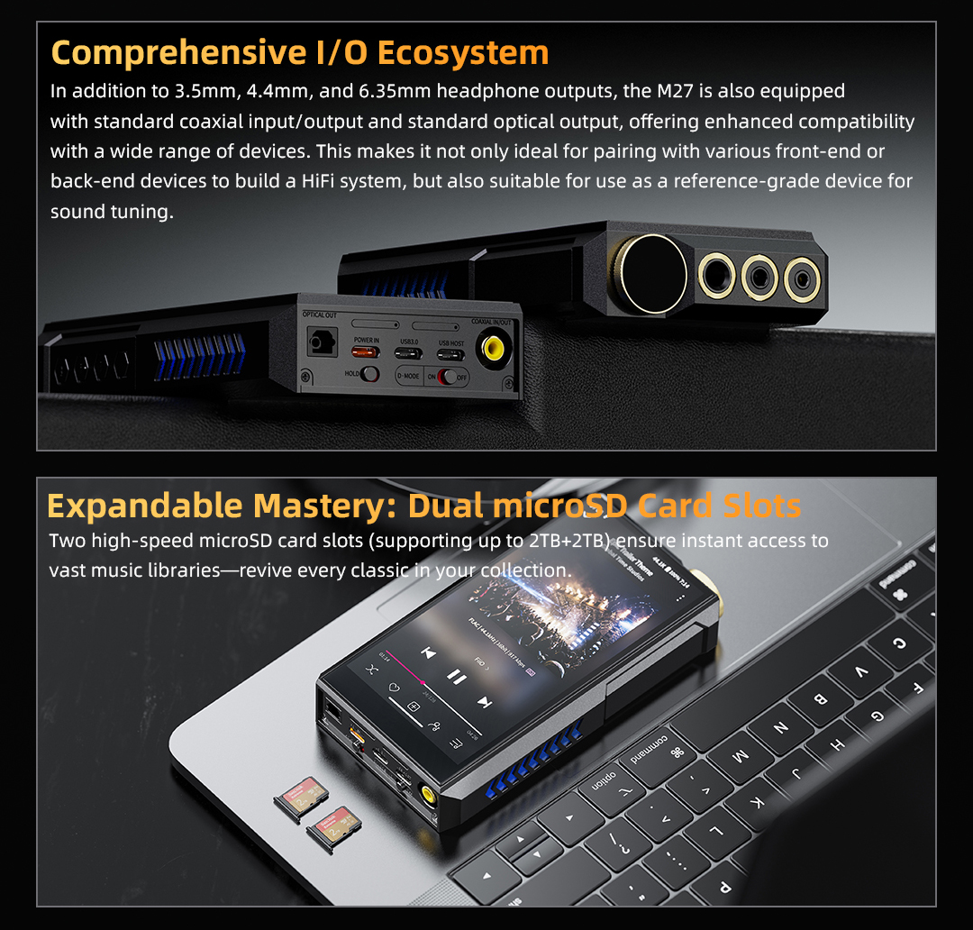 FiiO M27 DAP เครื่องเล่นเพลงพกพา HiFi อัจฉริยะระดับเรือธง รองรับ Dual Hi-Res ประกันศูนย์ไทย