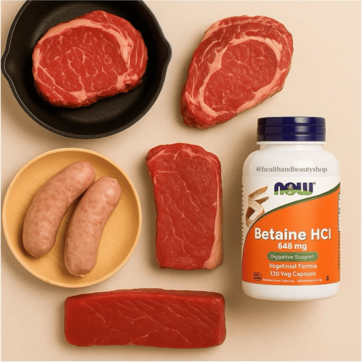 Now Foods Betaine HCL 648 mg 120 Veggie Caps