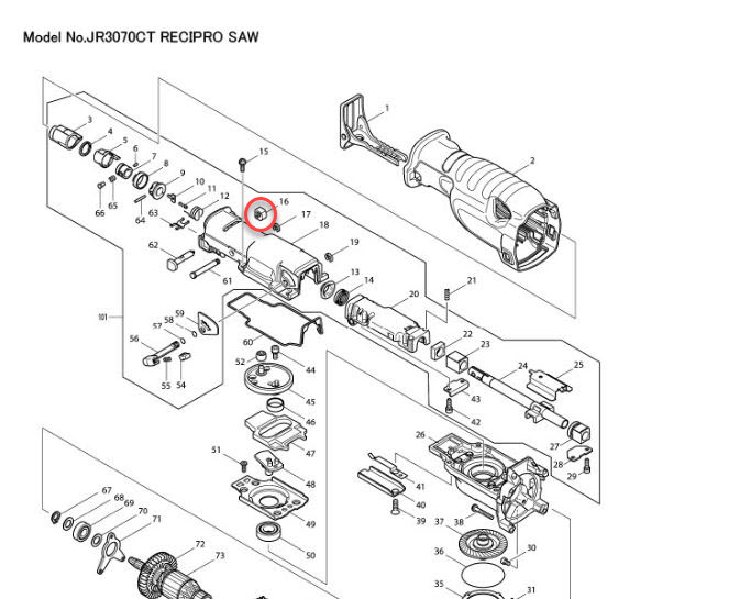 CAP1 เลื่อยชักไฟฟ้าเล็ก Makita มากีต้า JR3050T [#16] Pn.418806-6 (แท้) ##