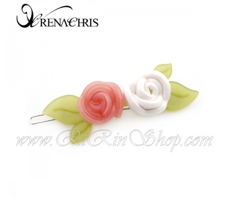 Renachris กิ๊บดอกกุหลาบเซลลูโลส 2 สีน่ารัก ( White )
