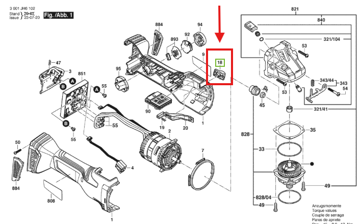 สวิตช์มือจับ เครื่องเจียรไร้สาย BOSCH รุ่น GWS 18V-15 SC P/N.1600A016PW (แท้) ##