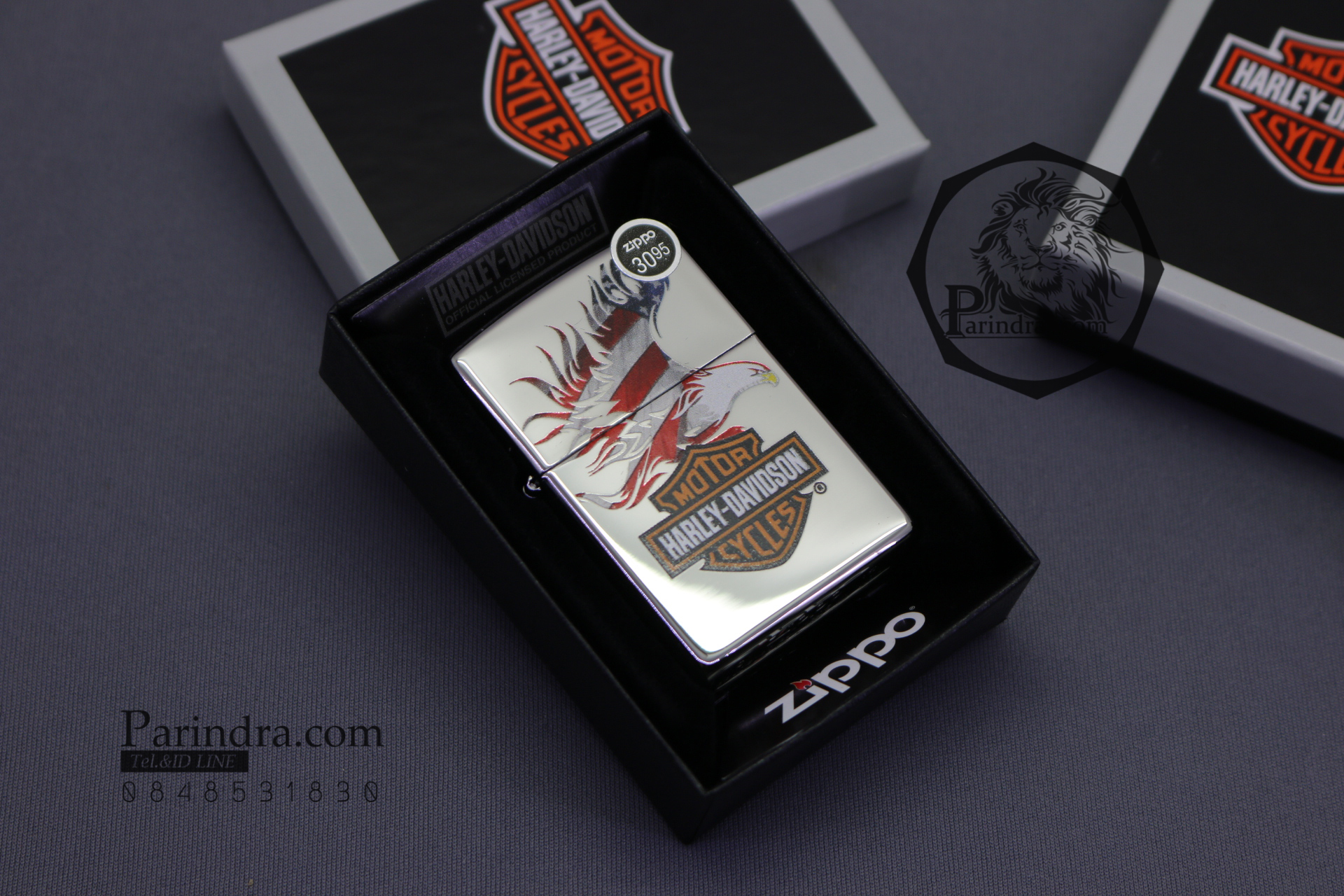 ไฟแช็ค Zippo แท้ "Harley Davidson" #Zippo 28082, Harley Davidson-Logo, High Polish Chrome แท้นำเข้า 100%