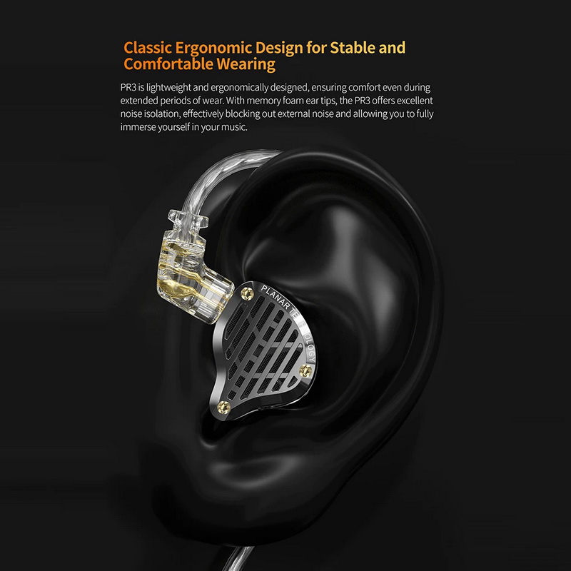 KZ PR3 หูฟัง IEMs ไดรเวอร์ Planar 13.2mm สาย OFC ชุบเงิน ประกันศูนย์ไทย