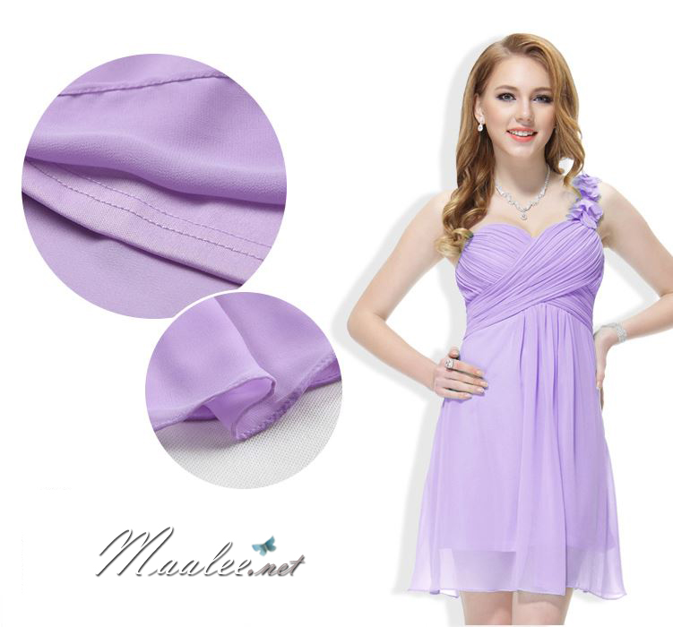 พร้อมเช่า ชุดราตรียาว เกาะอก ไหล่เดียว สีฟ้า จับเดรปไขว่ช่วงหน้าอก แต่งดอกไม้ช่วงไหล่ (XL - 4XL)