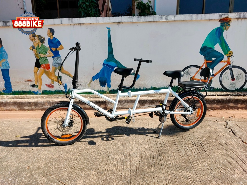 K-POP LG450 จักรยานสองตอน Tandem bicycle Double Folding Bike เกียร์ 8 สปีด พับได้ ล้อ 20นิ้ว เฟรมเหล็ก ปี 2023