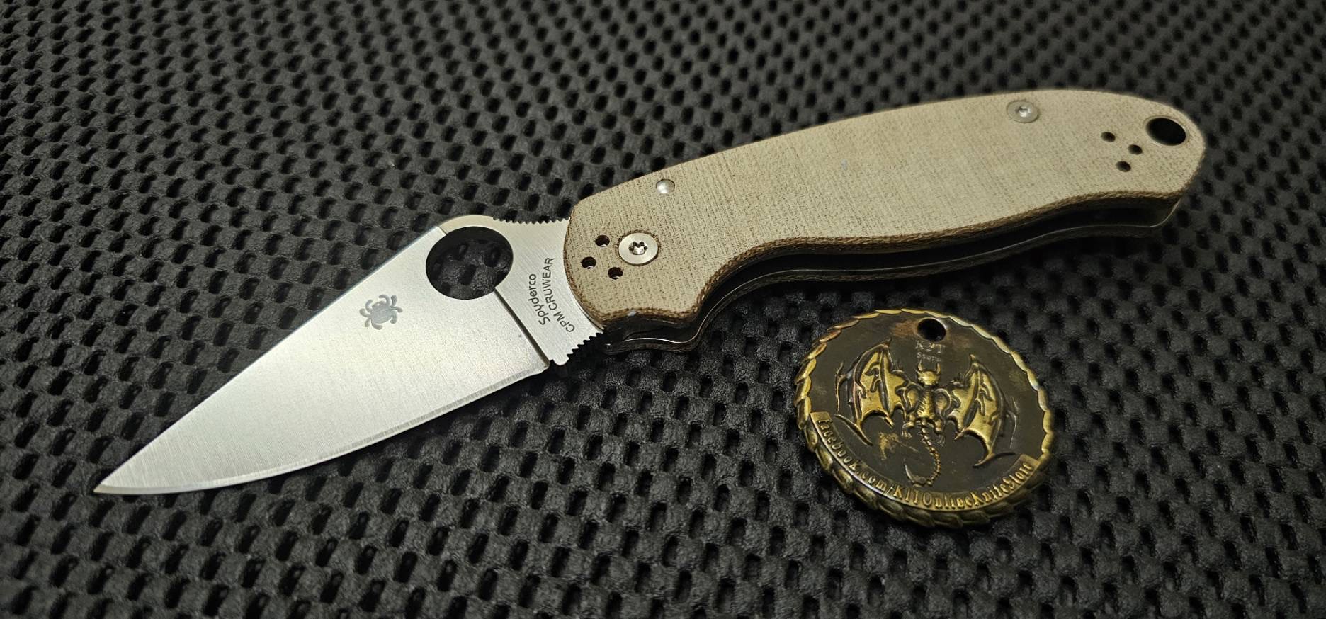 Spyderco Para 3 Knife Brown Canvas Micarta (3" Satin CPM CRU-WEAR)