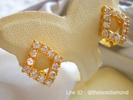 BE320 ต่างหูรูปสี่เหลี่ยมข้าวหลามตัด งานสวยมากๆๆ เหมือนจริงมากๆๆ เพชรCZ แวววาว