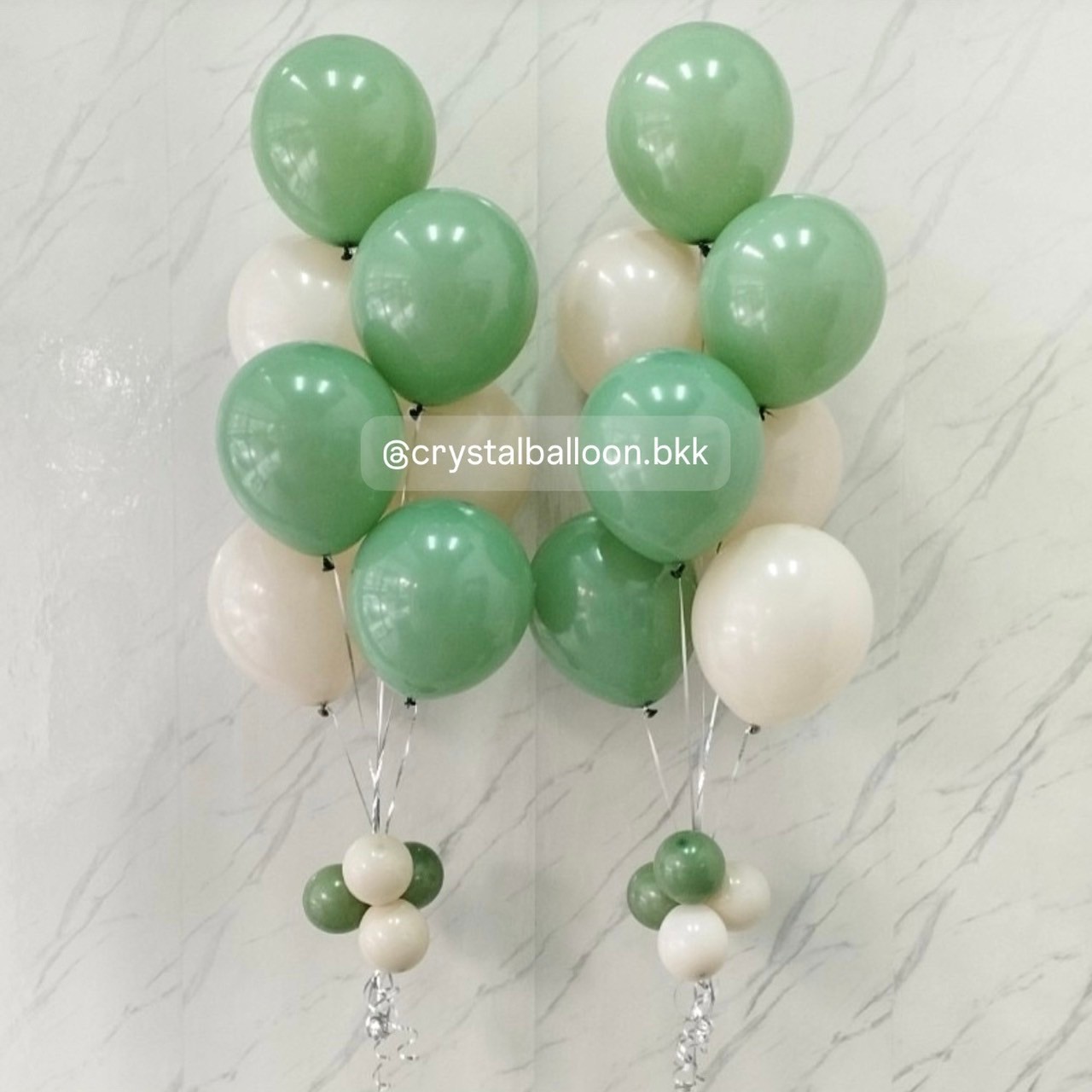 ลูกโป่ง แสดงความยินดี ช่อลูกโป่ง 7 ลูก 2 ช่อ สี Olive green และ สี Sand พร้อมตกแต่ง สามารถเปลี่ยนสีลูกโป่งได้