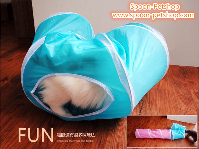ของเล่นแมว เครซี่ แคท ทันเนล Crazy Cat Tunnel เหมาะสำหรับลูกแมว และแมวโต มี 2 สี ฟ้า และชมพู