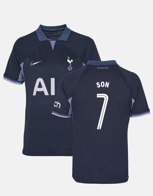 เสื้อทอตนัมฮอตสเปอร์ 2023 2024 ทีมเยือน SON 7 ฟอนท์ฟุตบอลคัพของแท้