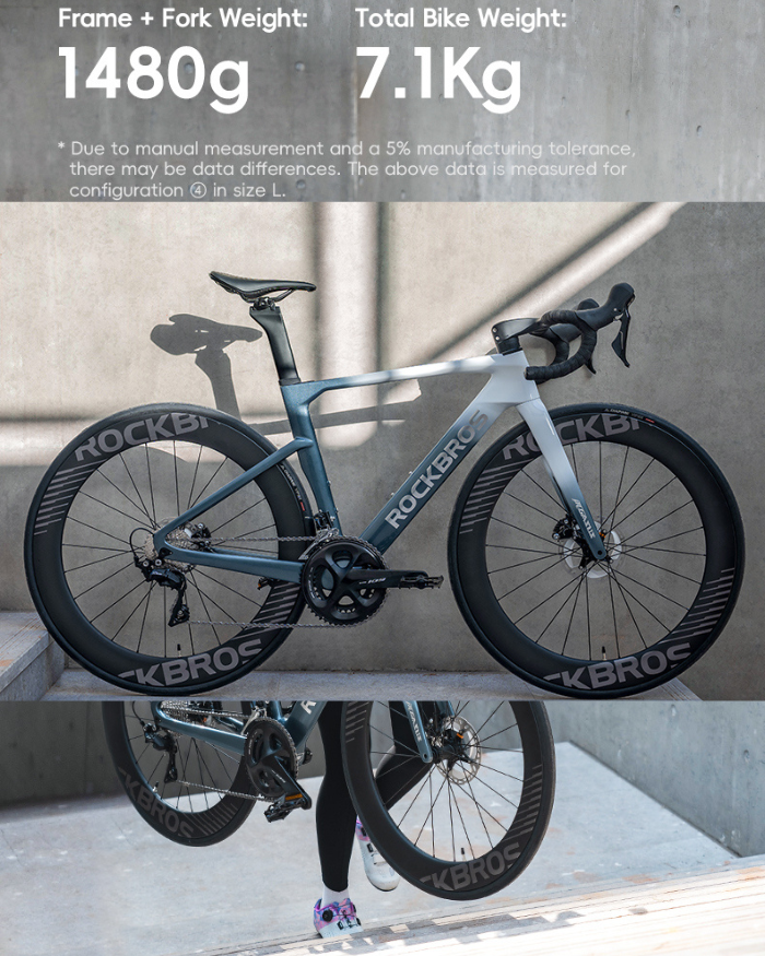 จักรยานเสือหมอบคาร์บอน ROCKBROS PEGASUS R7120 | เกียร์ Shimano 105 2×12 | ดิสก์เบรกไฮดรอลิก | น้ำหนัก 8.1 กก.