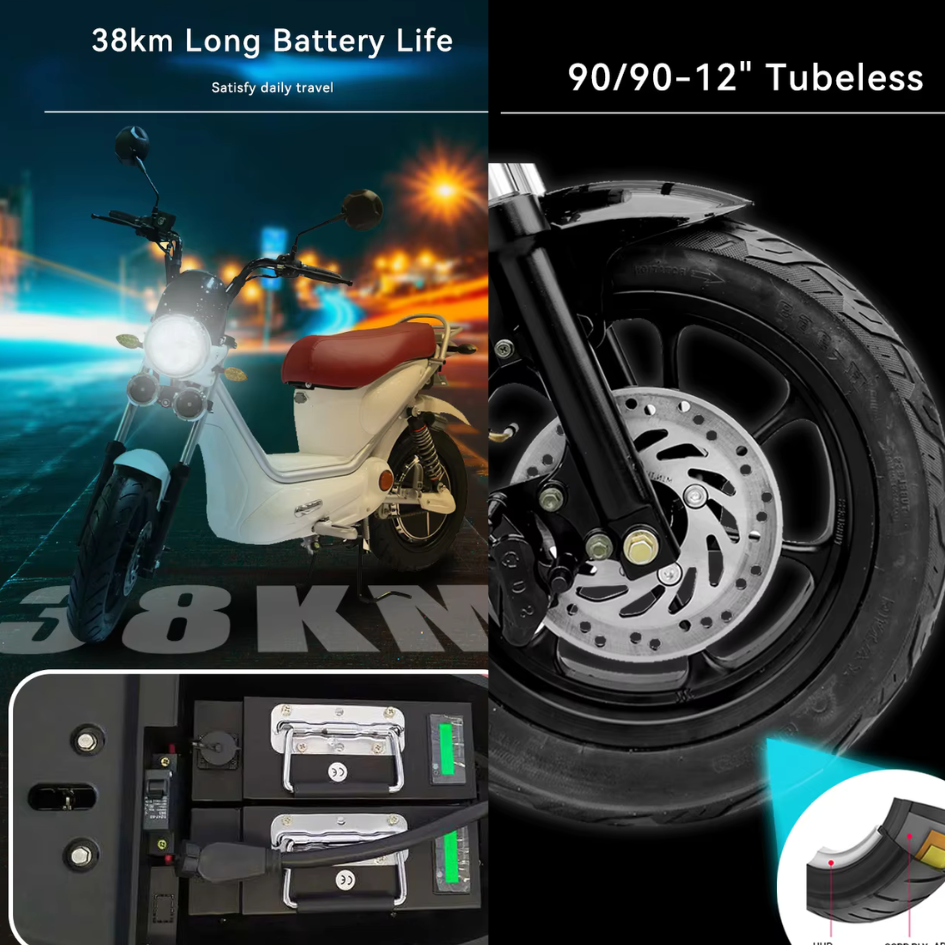 Racceway Retro Sidecar 2025 – สกู๊ตเตอร์ไฟฟ้าสามล้อสมรรถนะสูง 2000W พร้อมซุ้มข้าง | มีใบรับรอง EEC & COC