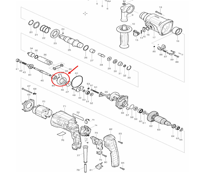 ข้อเหวี่ยง สว่าน โรตารี่ Makita HR2020, HR2021, HR2230, HR2441, HR2450, HR2451, HR2453, HR2454, HR2455, HR2460, HR2470, HR2475 Maktec MT870 #G8