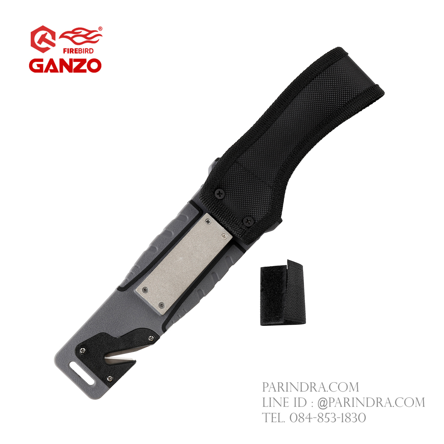 มีดใบตายเดินป่า Ganzo Hunting Survival Knife กานโซ่ รุ่น G-8012GY ด้ามสีดำ ของแท้ 100%