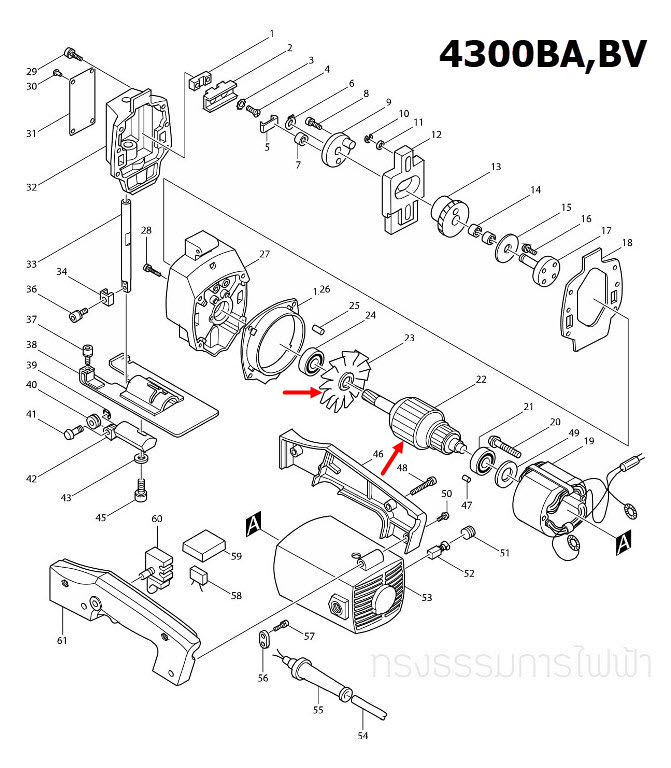 ทุ่น เลื่อยจิ๊กซอว์ มากีต้า Makita 4300BA , 4300BV (แท้) ##(*)