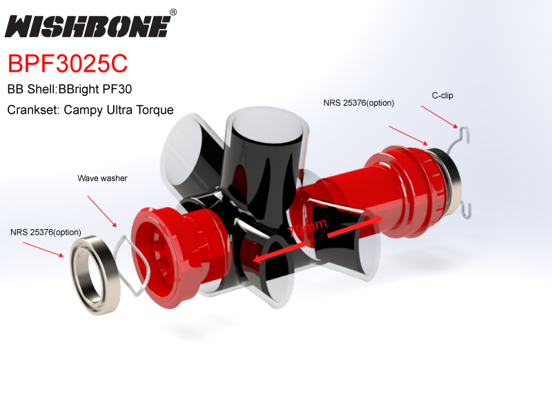 กะโหลก WISHBONE BBRight PressFit 30 Ceramic Bottom Bracket | Shimano HT2 / SRAM GXP | Praxis M30 | Campagnolo PT | น้ำหนักเบา 119–136 กรัม | รับประกัน 2 ปี