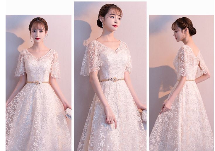 Pro-order เดรสสวย ถ่ายพรีเวดดิ้ง สวยหวาน ลูกไม้ (ซิปหลัง)