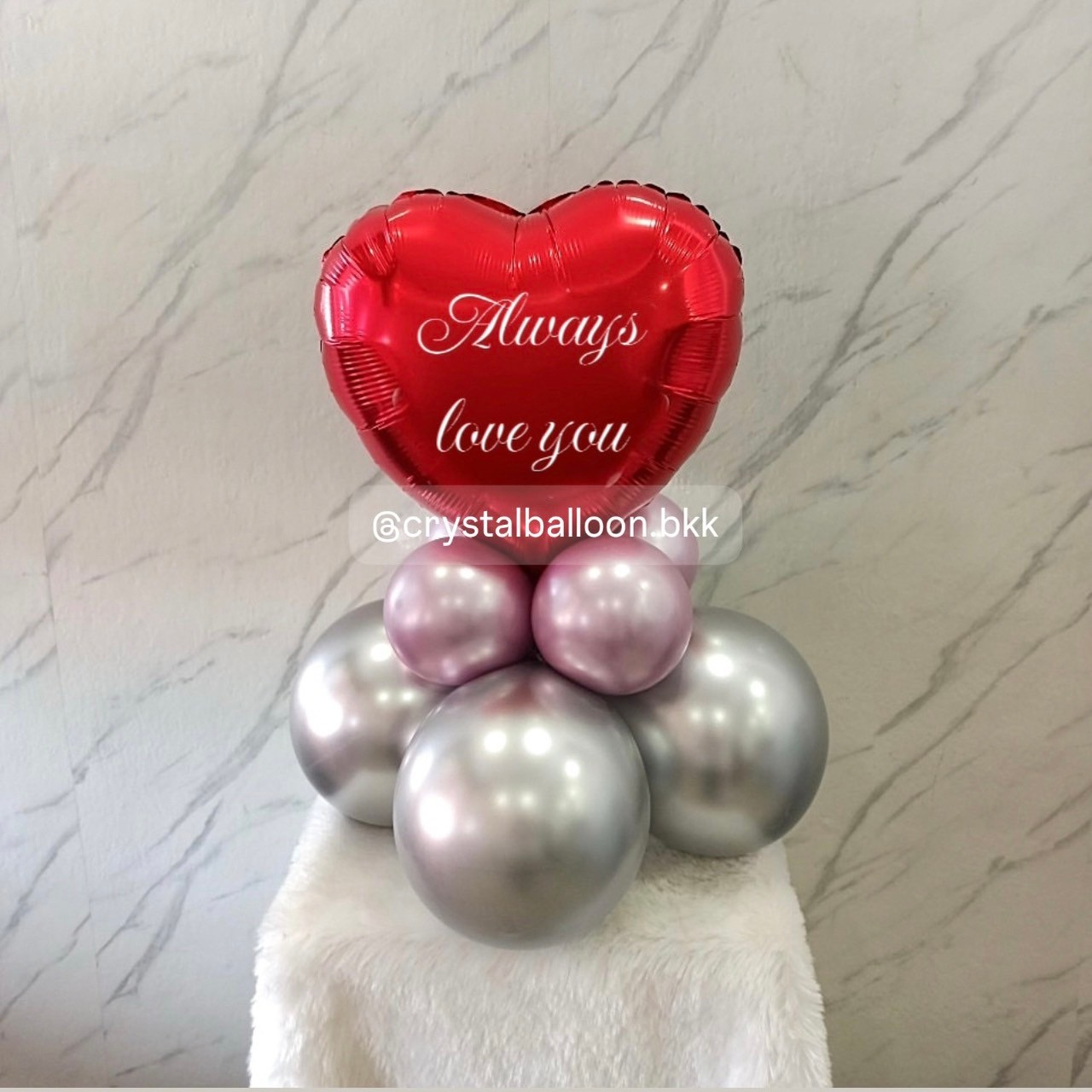happy valentine day ลูกโป่งวาเลนไทน์ ลูกโป่งฟอยล์หัวใจสีแดง ขนาด 18" ตั้งฐาน พร้อมตกแต่ง สามารถเปลี่ยนสีลูกโป่ง/เปลี่ยนข้อความ/เปลี่ยนสีฟอยล์ตกแต่งได้
