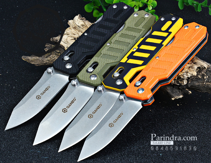 มีดพับ Ganzo กานโซ่ รุ่น G-735 YB สีดำตัดเหลือง ของแท้ 100%