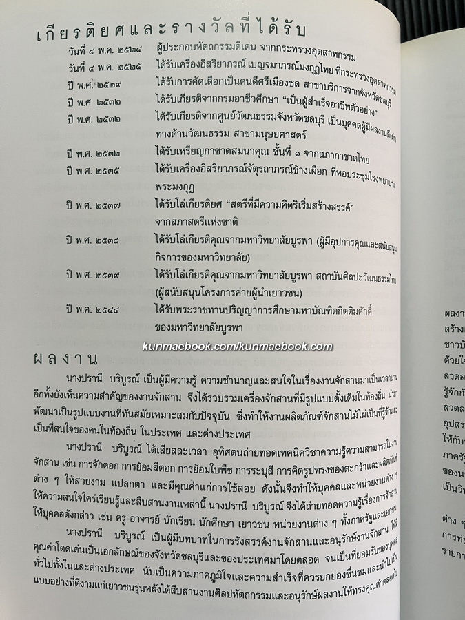 อนุสรณ์ในงานพระราชทานเพลิงศพ นางปรานี บริบูรณ์ *ผู้เชียวชาญด้านจักสาน