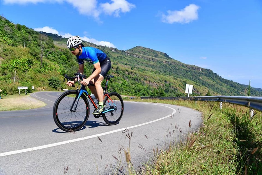 เฟรมเสือหมอบคาร์บอน TRINX TDO 3.0 CARBON FRAMESET ริมเบรค คาร์บอน T800สีดำด้านแดงฟ้า