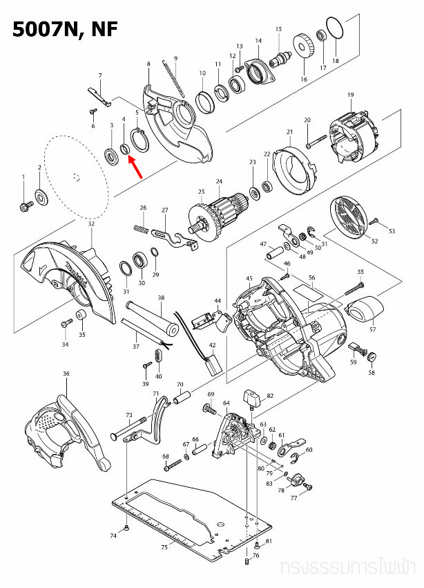 RING 17 เลื่อยวงเดือน มากีต้า-Makita 5007N, 5007NF [#4] Pn.257279-6 (แท้) ##(*)