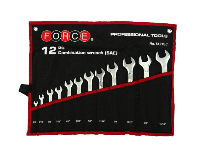 ชุดประแจแหวนข้างปากตาย (12ชิ้น) ฟอร์ซ (FORCE) [หน่วย นิ้ว ] Pn.5121SC (*)