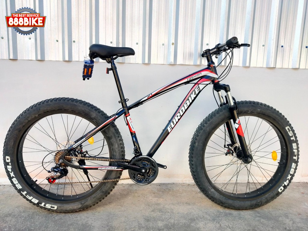 จักรยานล้อโต EUROBIKE FASHION FT-X1 FAT BIKE เฟรมอลู 3*7 สปีด ดิสเบรคสาย ดุมแบร์ริ่ง ล้อ 26x4.0 ปี 2022